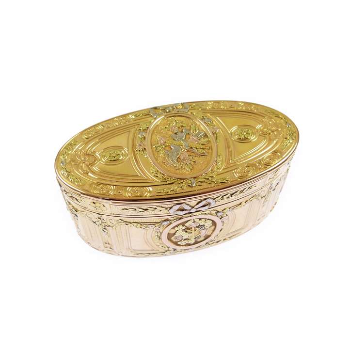 Louis XV oval vari-coloured gold box by Noel Hardivilliers